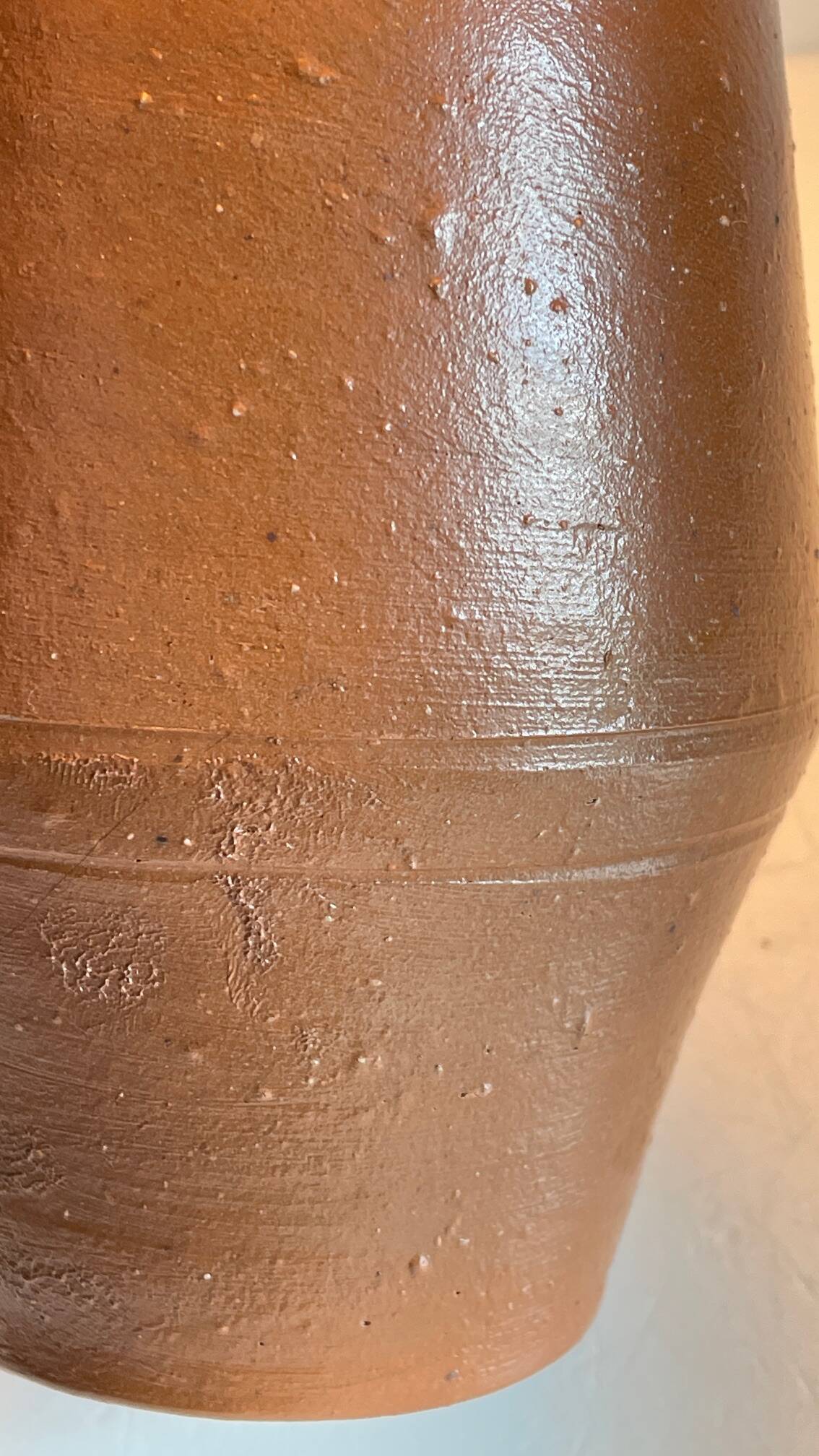 Vintage glazed stoneware lamp from Portugal.