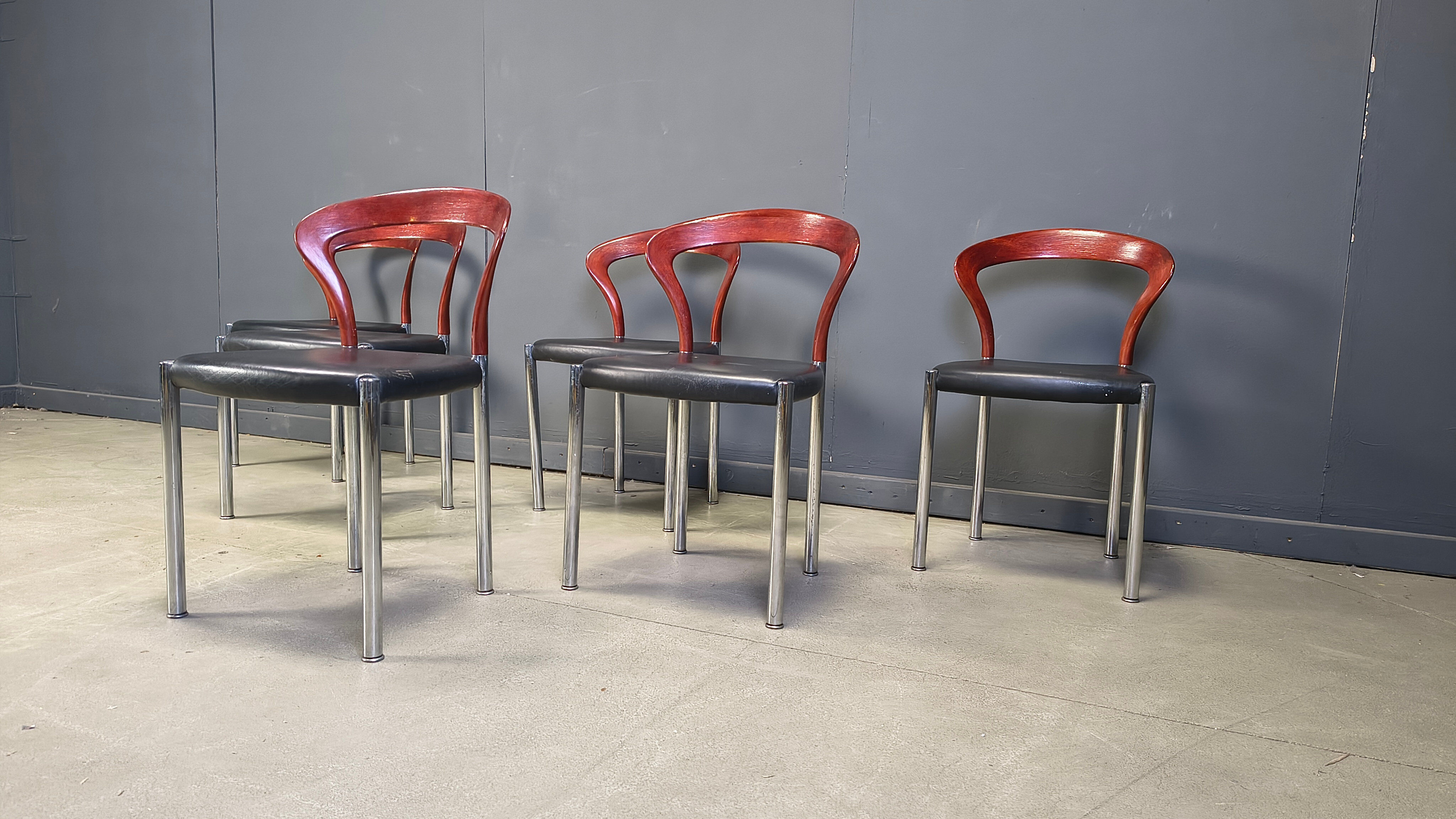 Vintage Lotus chairs by Hartmut Lohmeyer for Kusch & Co., 1970s, set of 6