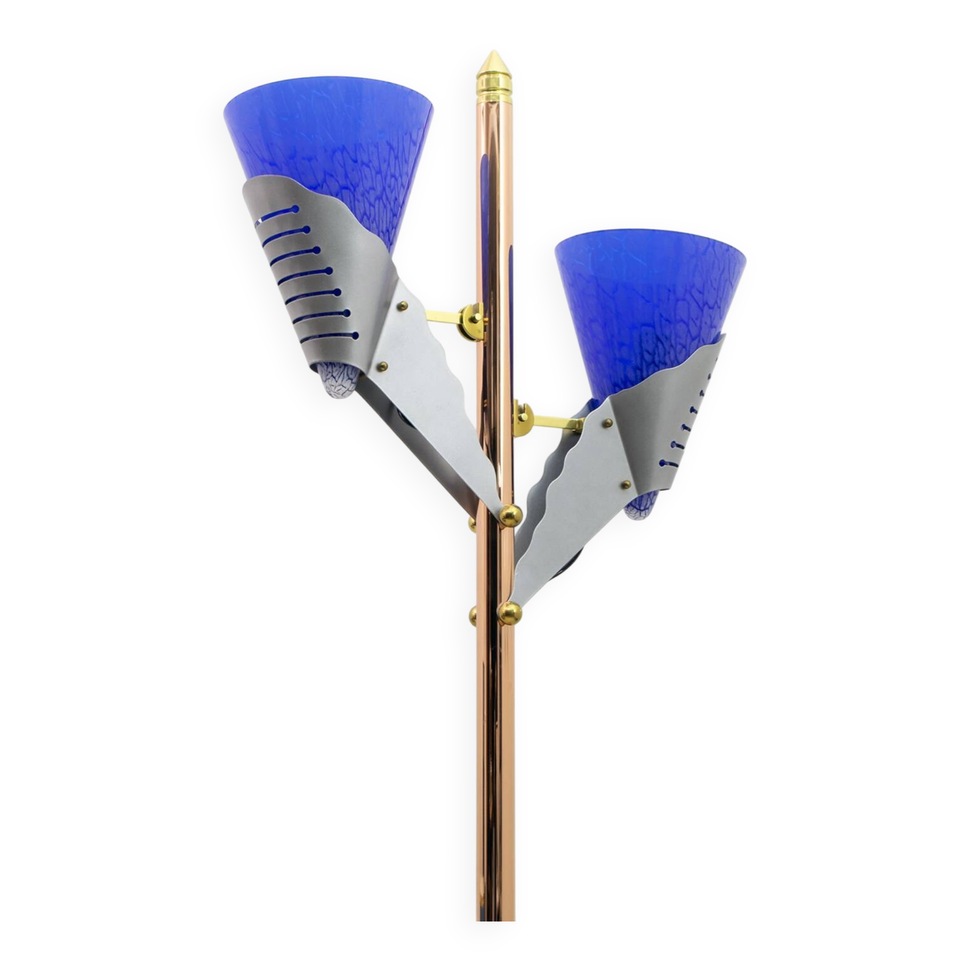 Relco Milano Modernist Italian Murano Glass and Brass Floor Lamp, 1980s