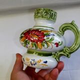 Vintage ceramic slip vase V Bassano pitcher decorated with porcelain flowers