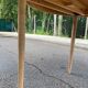 Table à manger scandinave ronde extensible rénovée en teck 1950