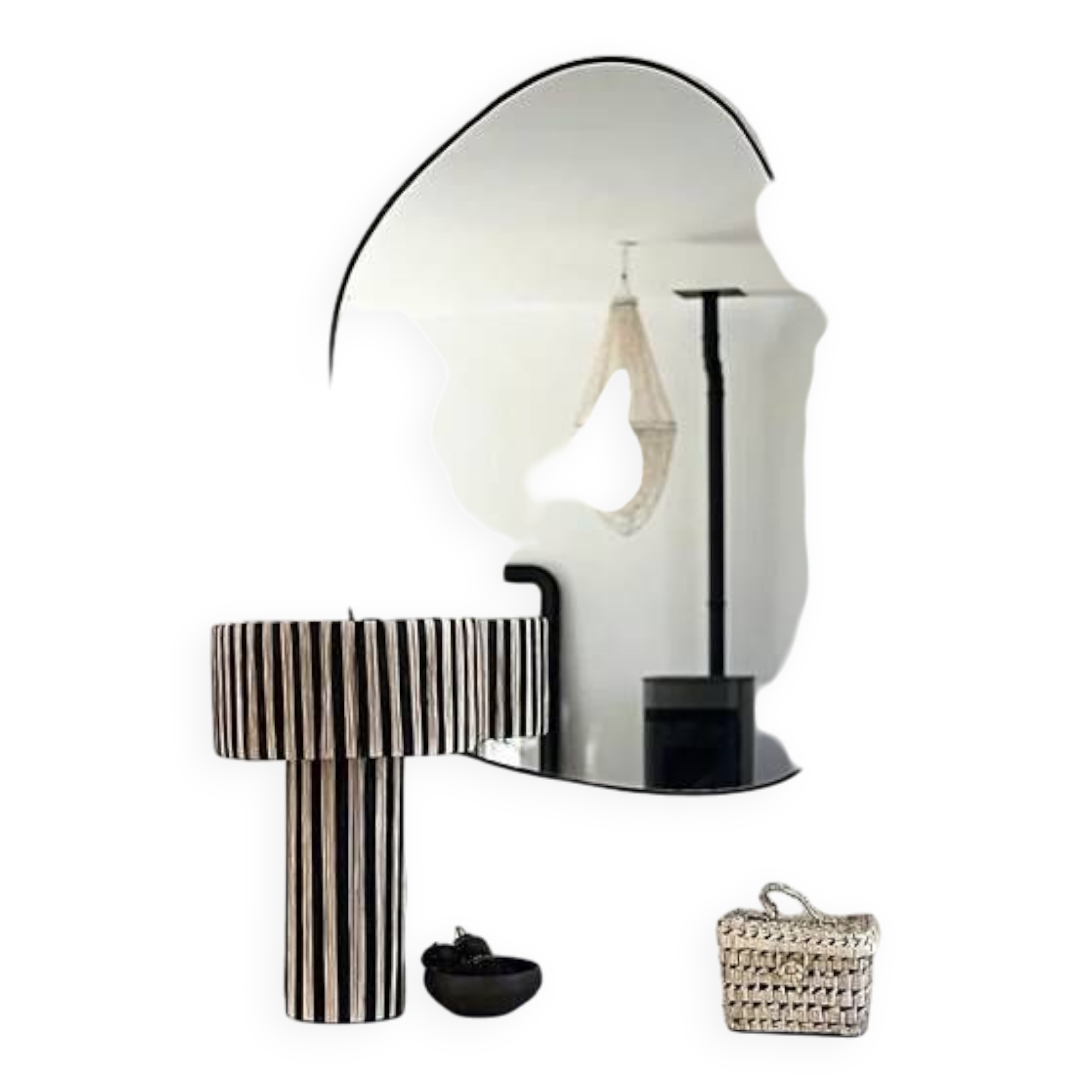 Large organic dune mirror - black