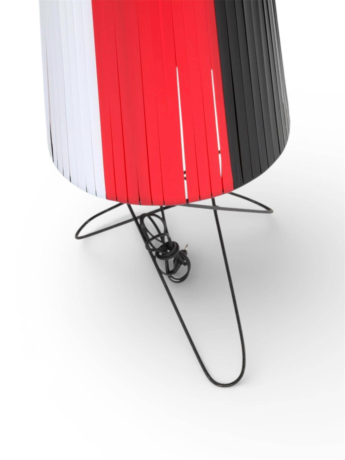 Swedish Space-Age Floor Lamp in Red, White & Black Plastic, 1950s–60s
