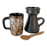 Set The Mug, its pitcher and its spoon, signed glazed terracotta