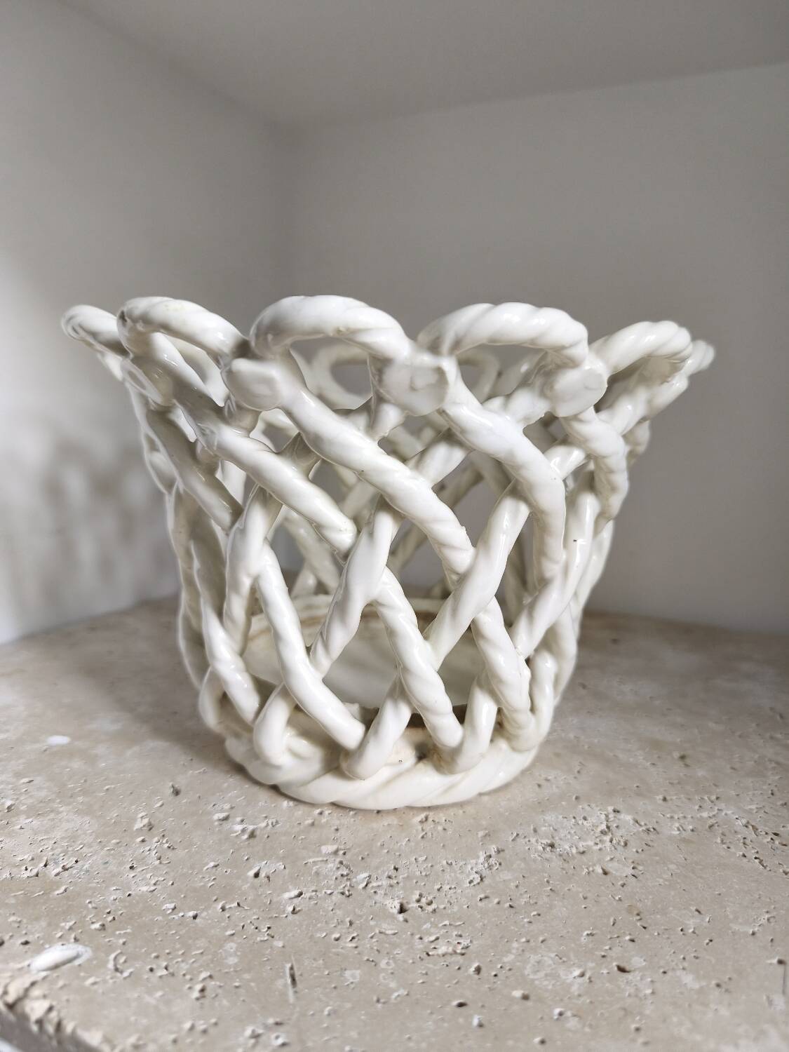 Woven ceramic plant pot