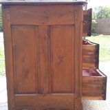 Large curved chest of drawers, solid walnut eighteenth style. 3 drawers