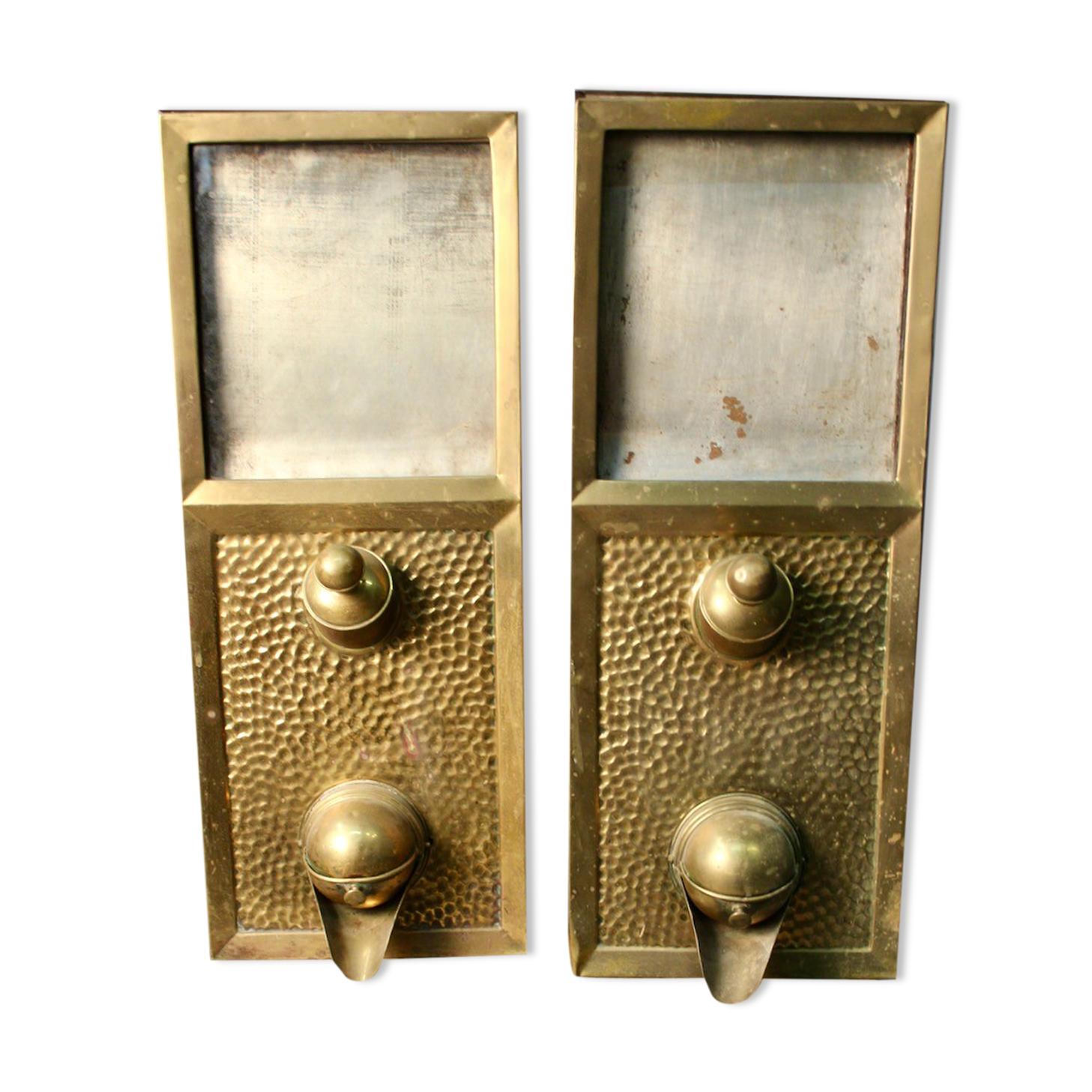 Pair of old coffee silos, coffee bean dispenser