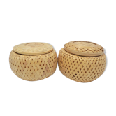 Duo of wicker boxes