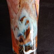 Atelier Michèle Luzoro - Pink corolla vase with inclusion of glitter and gold