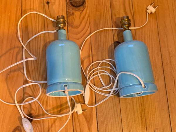 Paire de pieds de lampe, ancienne bouteille gaz en céramique