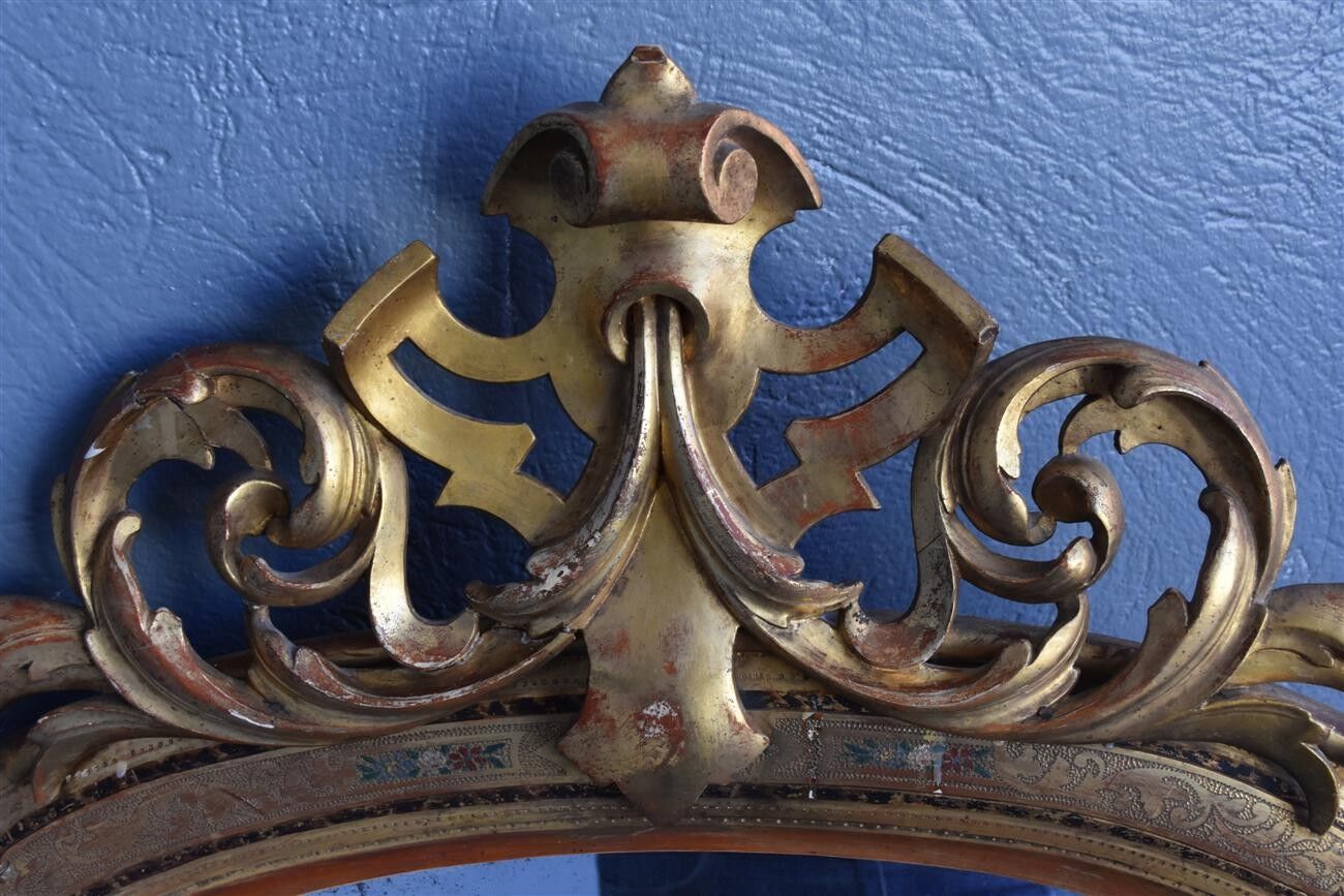 Mirror in wood and gilded stucco and polychrome Napoleon III 95x130cm