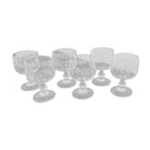 Set of 6 water glasses on crystal feet, grape decoration and vine shoot Luminarc