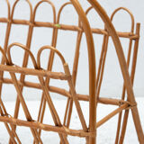 Mid century rattan magazine rack by Jan Kalous for ÚLUV, 1960´s, Czechoslovakia