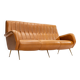 Three-seater sofa in skai with brass feet in the style of Marco Zanuso, 1950s