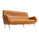 Three-seater sofa in skai with brass feet in the style of Marco Zanuso, 1950s