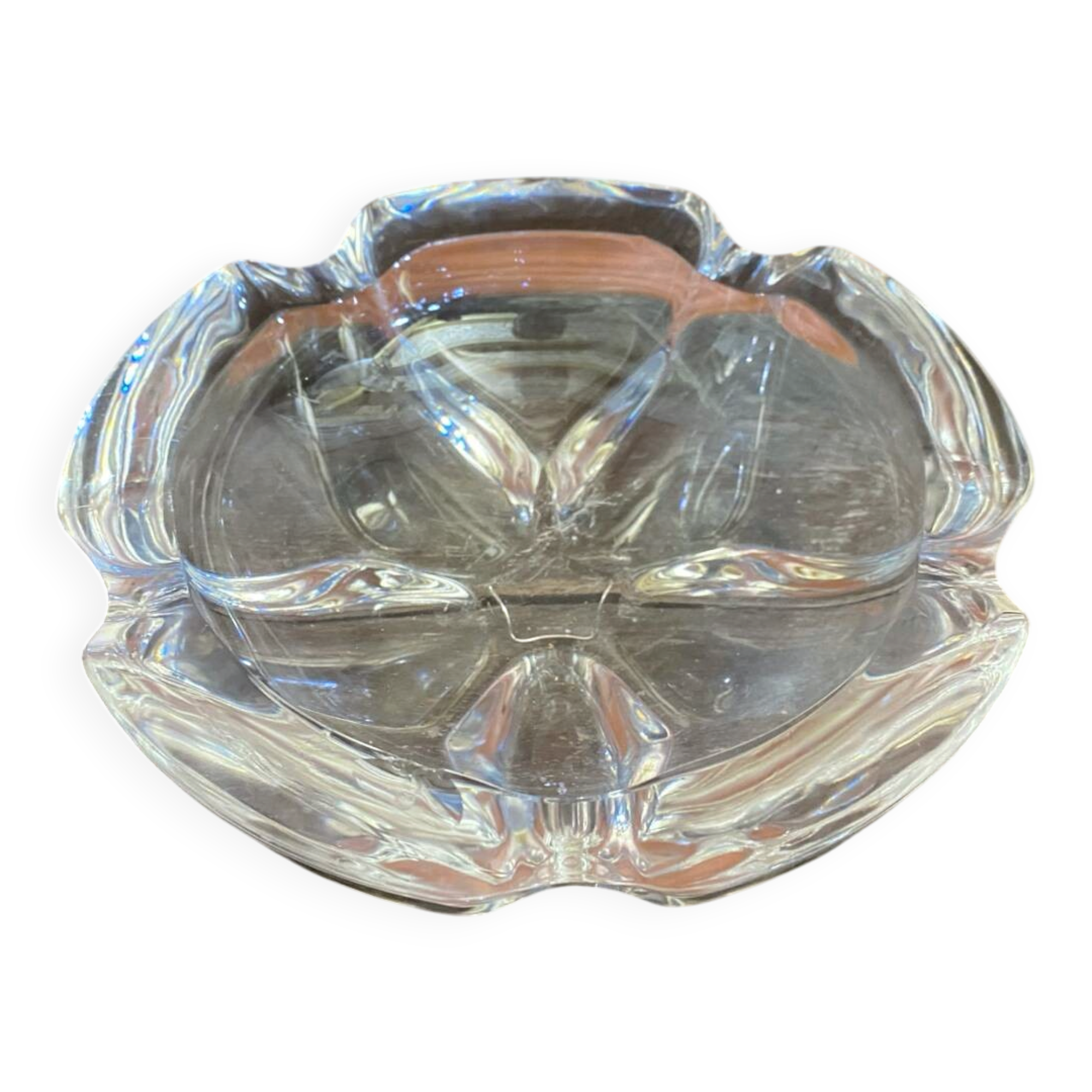 Vintage DAUM Crystal Petal Shaped Ashtray Pocket Video #D8