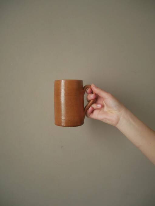 Vintage stoneware mugs ceramic pottery handmade artisanal manufacturing Scandinavian country decoration