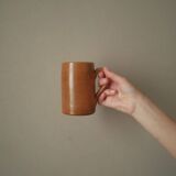 Vintage stoneware mugs ceramic pottery handmade artisanal manufacturing Scandinavian country decoration
