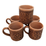 5 terracotta mugs