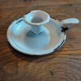White patinated enamelled metal candle holder