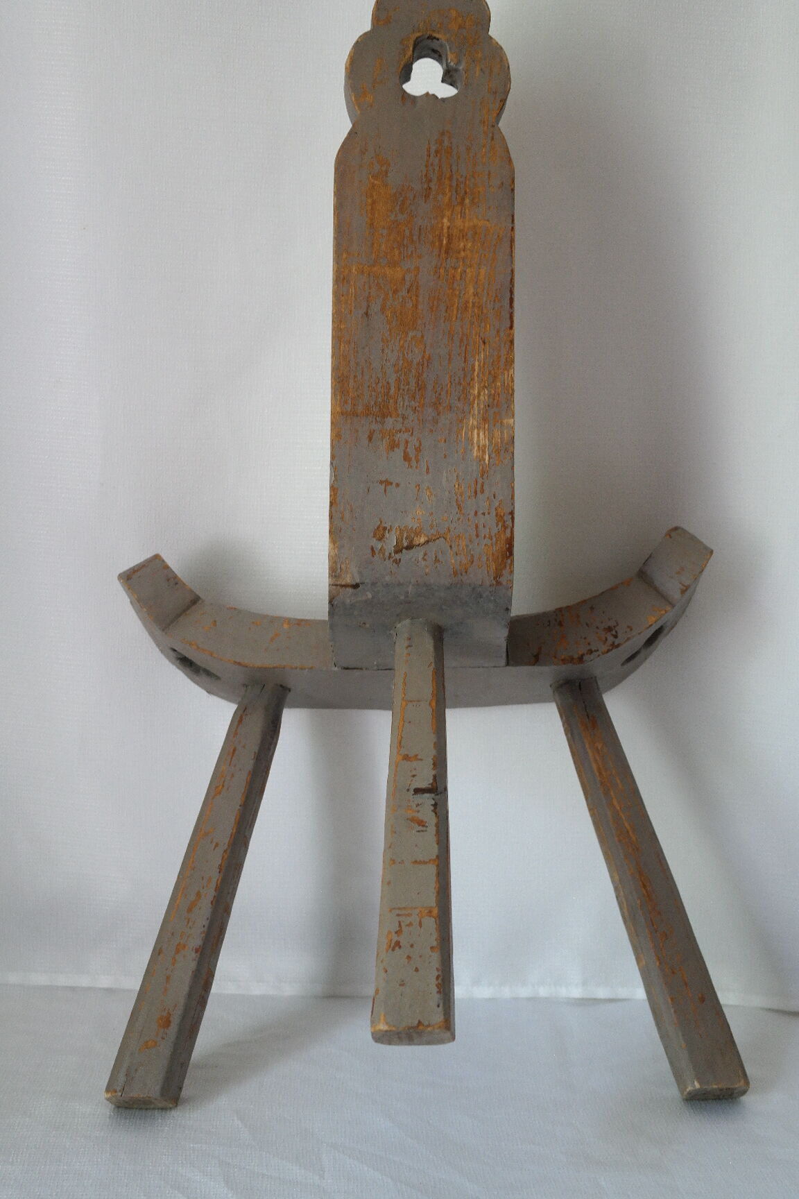 Brutalist wooden chair tripod XXth
