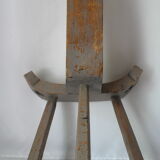 Brutalist wooden chair tripod XXth