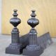 Vintage andirons, pair of andirons, fireplace accessory, brass and cast iron andirons