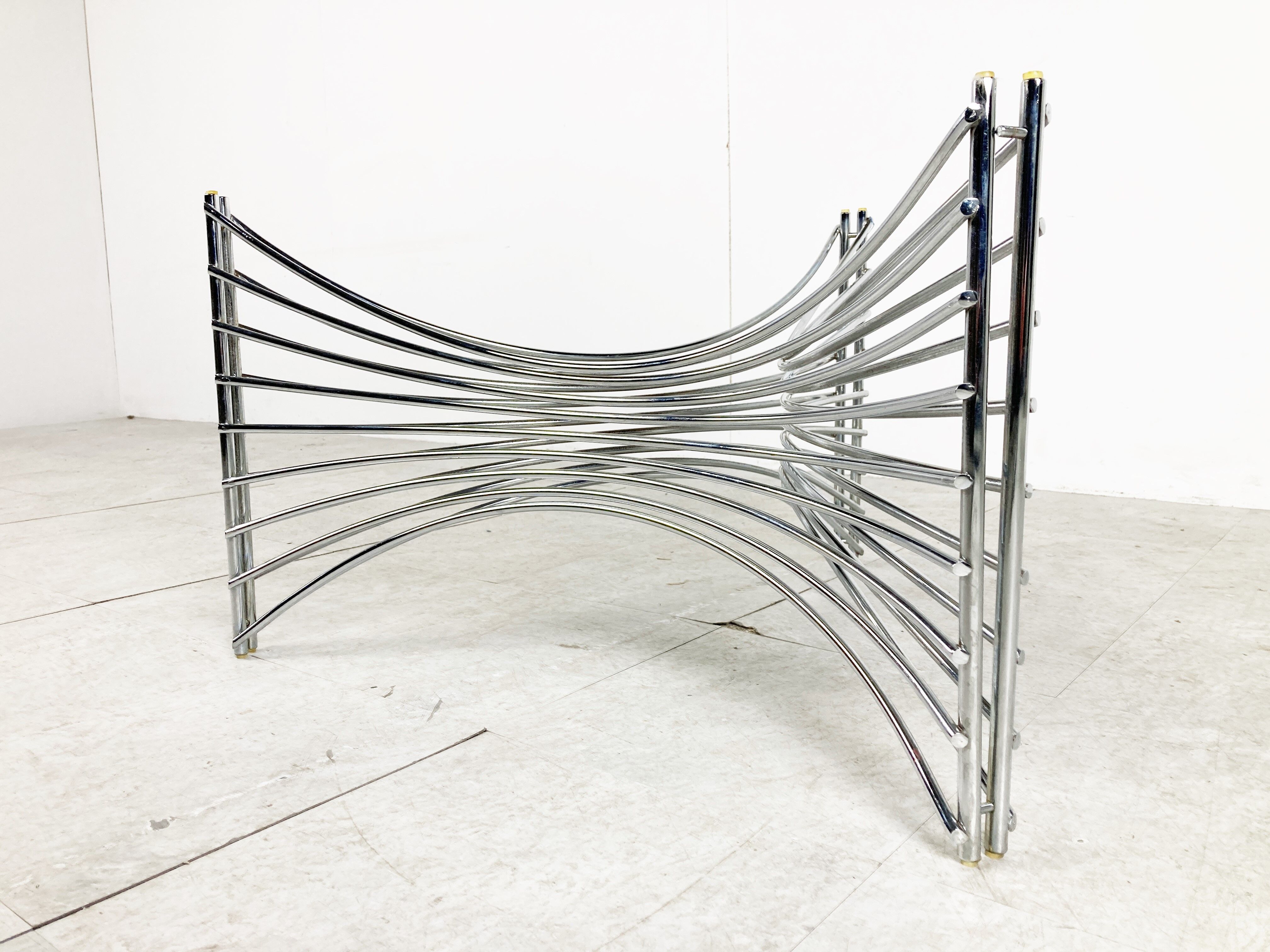 Space age chrome wire coffee table, 1970s