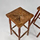 Ensemble de 3 tabourets de bar en chêne et paille du milieu du siècle, années 1960