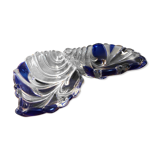 Set de 2 coupelles vide poche coquillage en verre coloré bleu