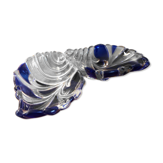 Set de 2 coupelles vide poche coquillage en verre coloré bleu