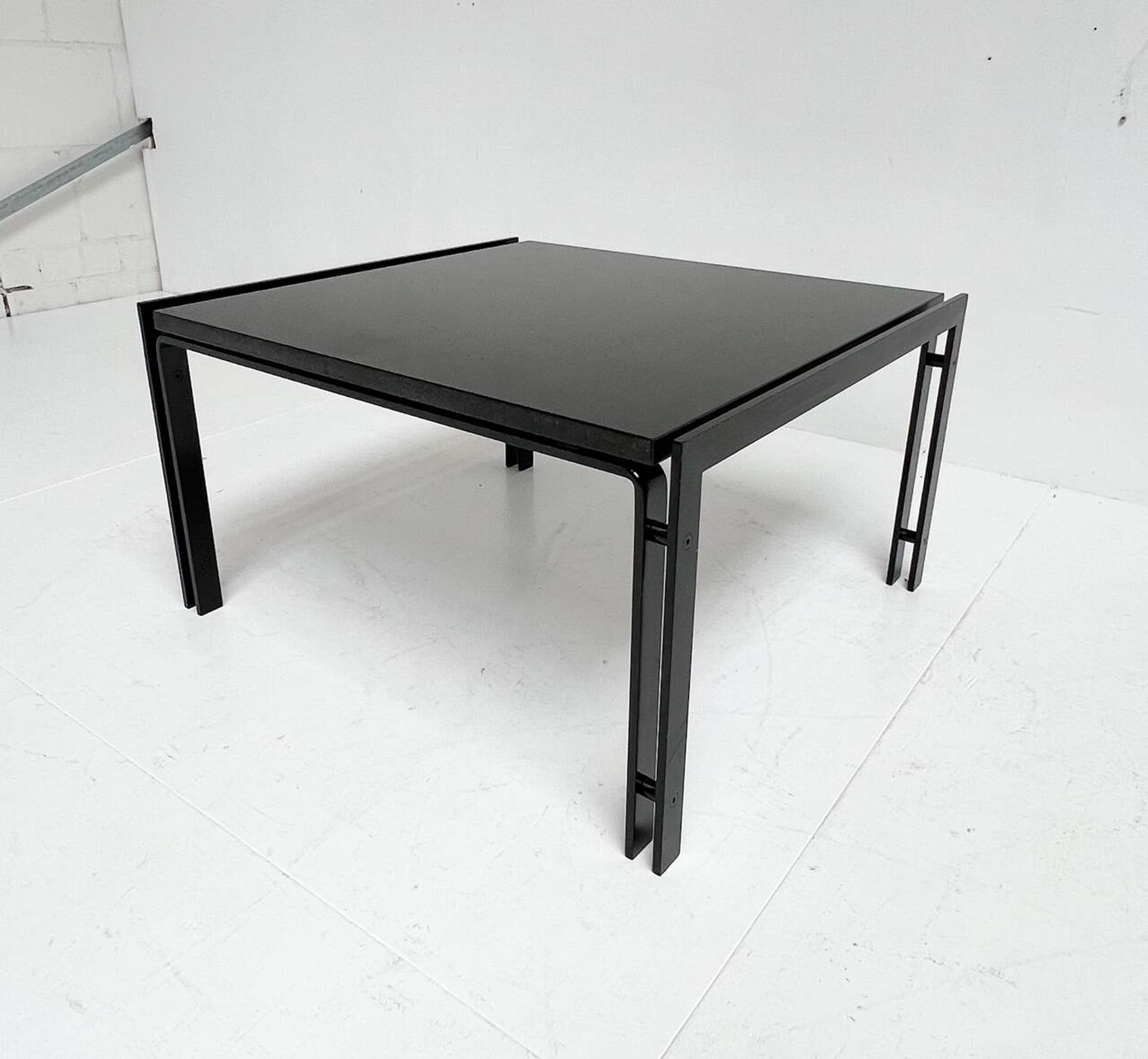 Black granite side table or coffee table from the 1980’s