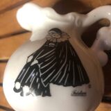 Ancien pichet lait pierrot dessin tristan porcelaine blanc 1980 vintage