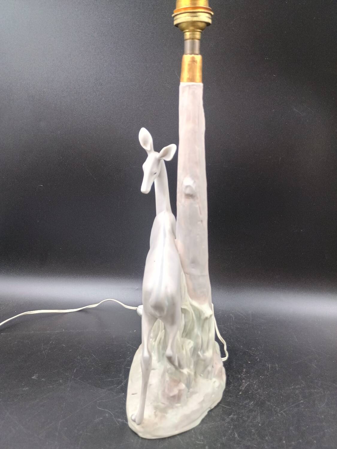 VERY RARE Biche LLADRO Spain Porcelain Table Lamp circa 1970