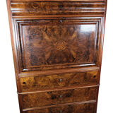 Bureau of polished walnut and mahogany, 1850s