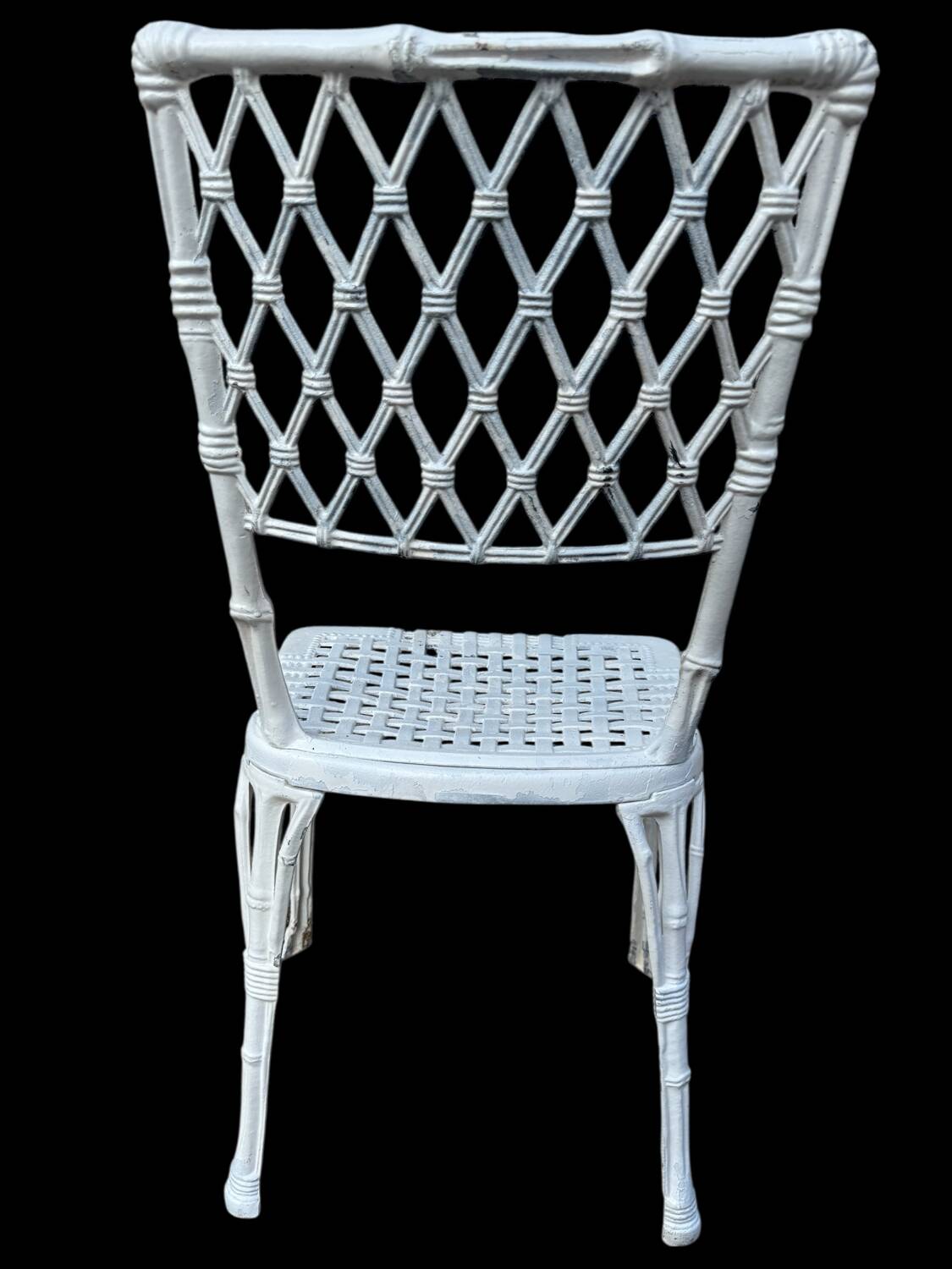 Paire de chaises en fonte d’aluminium décor bambou, Espagne 1960