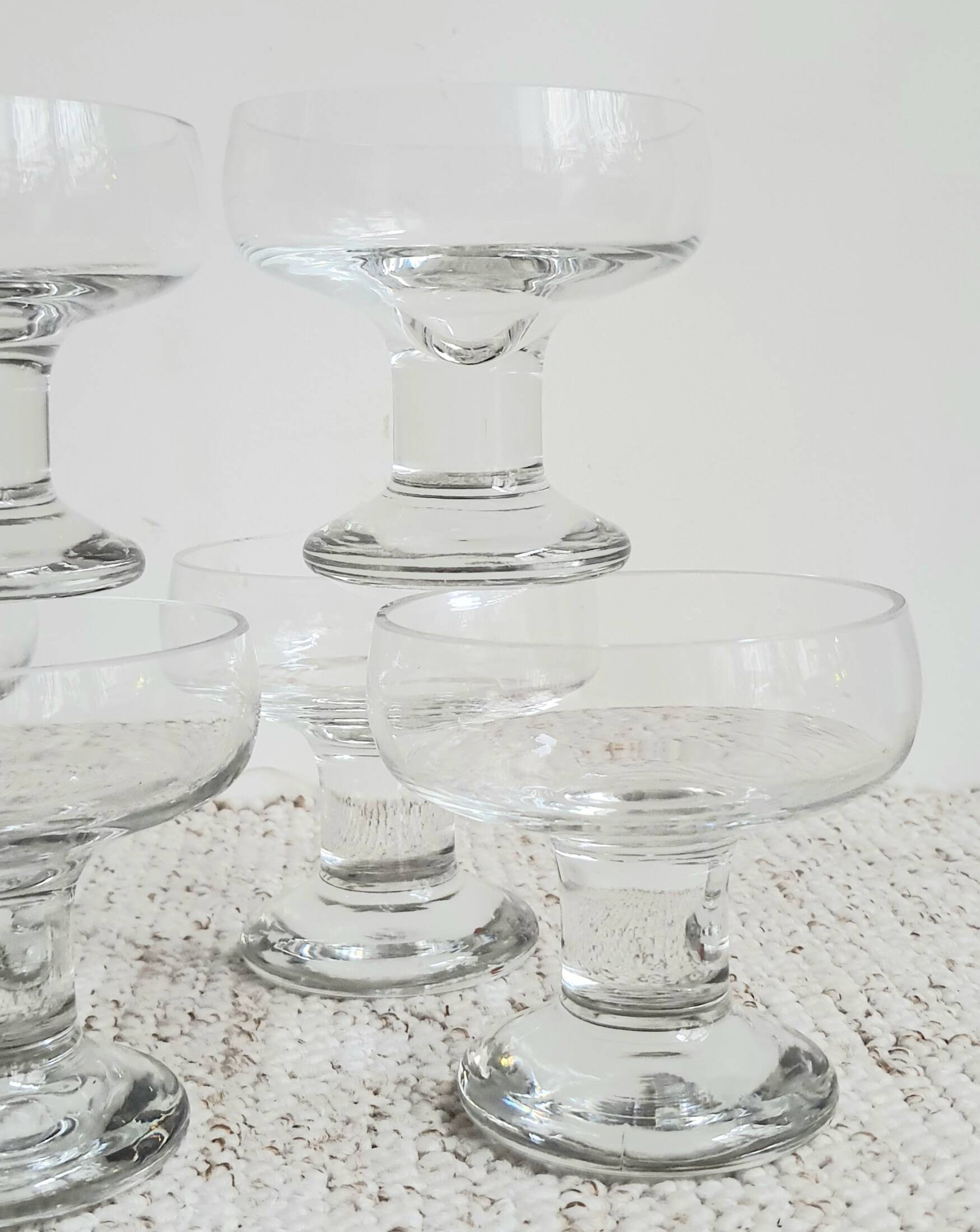 Ensemble de 6 coupes à champagne en verre  par Codec Vintage des années 70