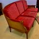 Three-seater sofa in cannage and pink velvet