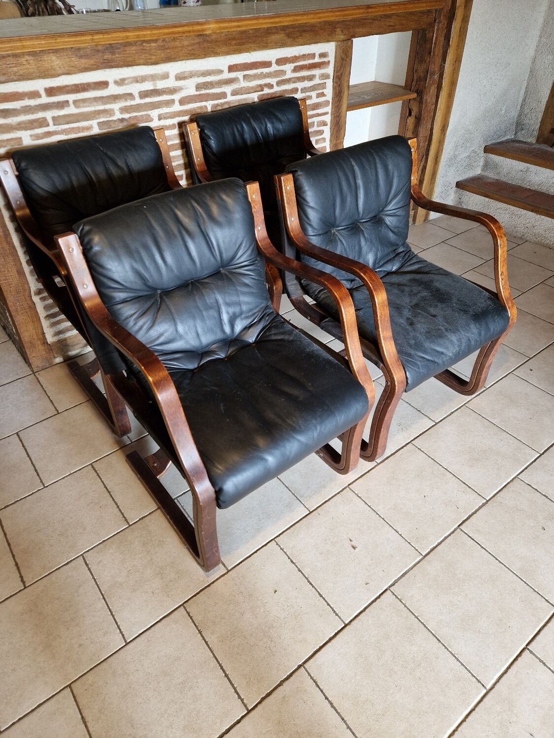 Rare set of 4 vintage design chairs from Finland by Asko.