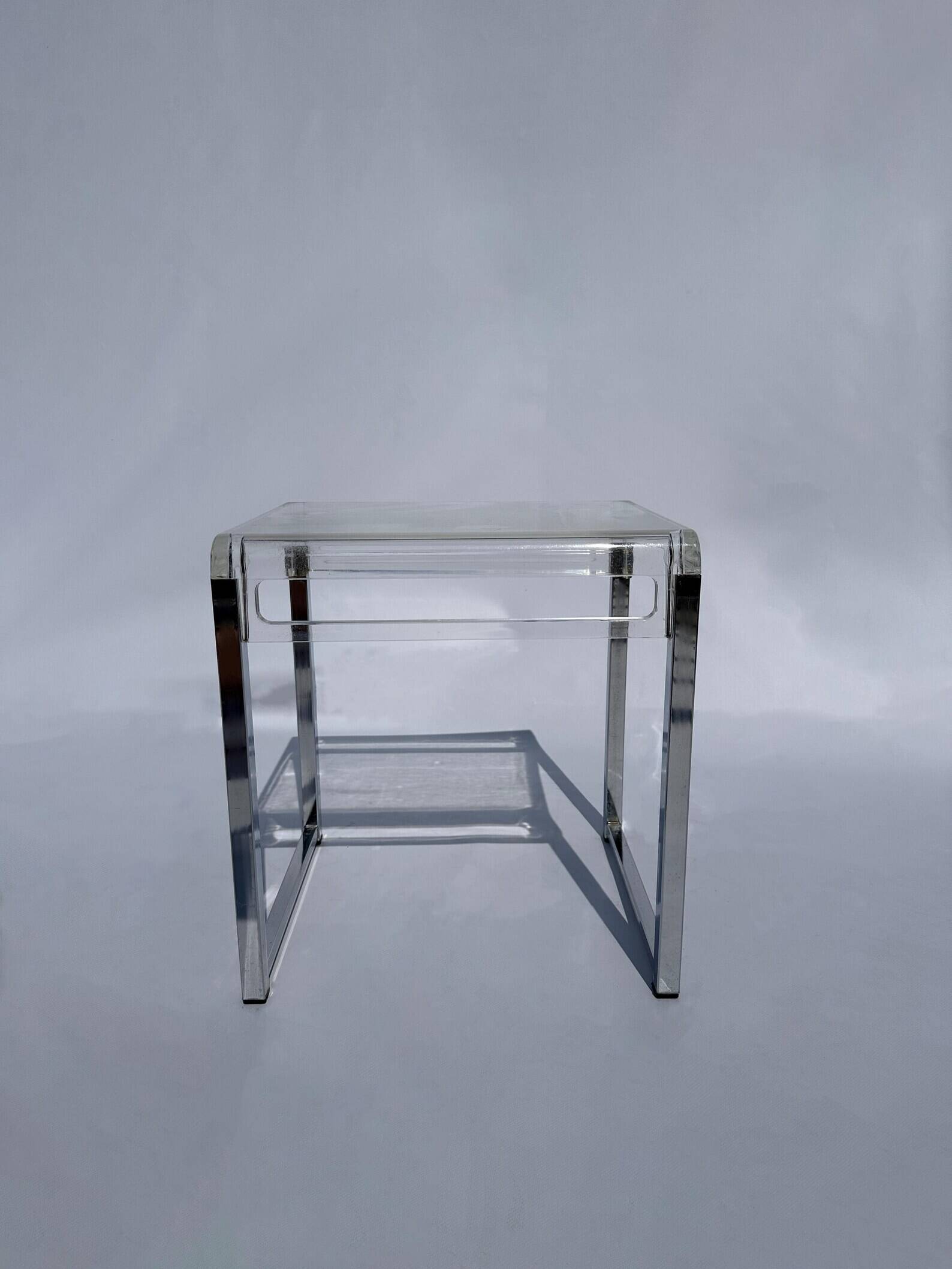 Marc Berthier Lucite Vintage Retro Side Table France 1970s