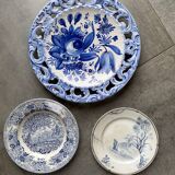 Trio d’assiettes bleues