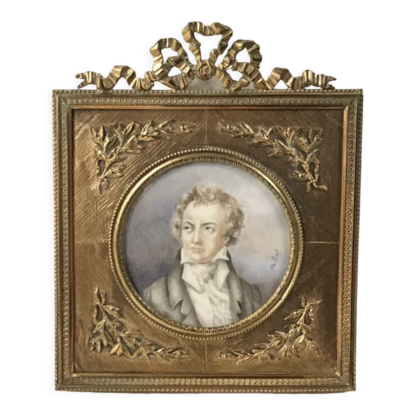 Miniature représentant un gentleman signé Clo Moret