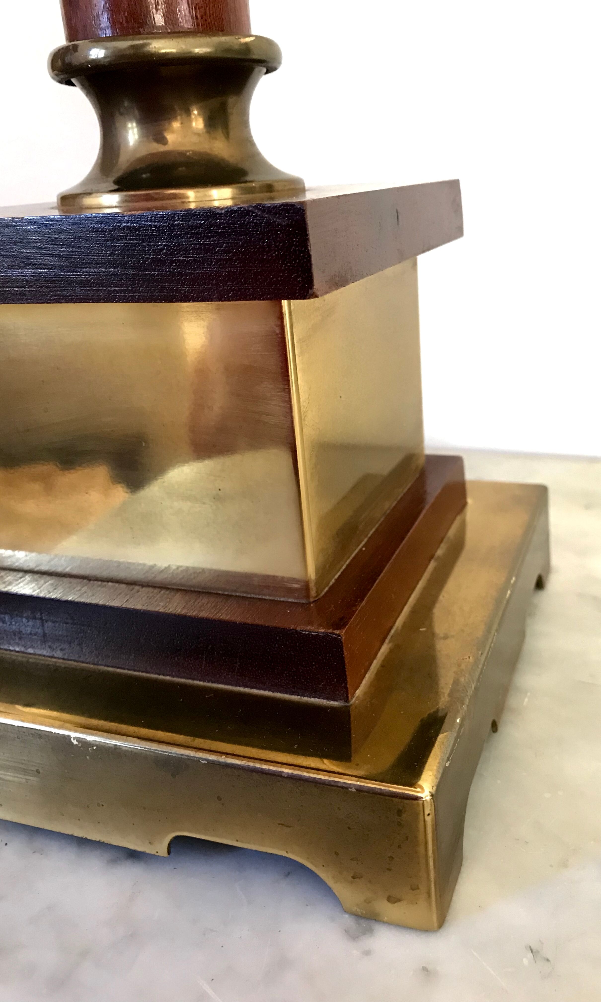 Vintage wood and brass lamp