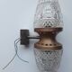 Vintage brass wall light with two crystal glass globes
