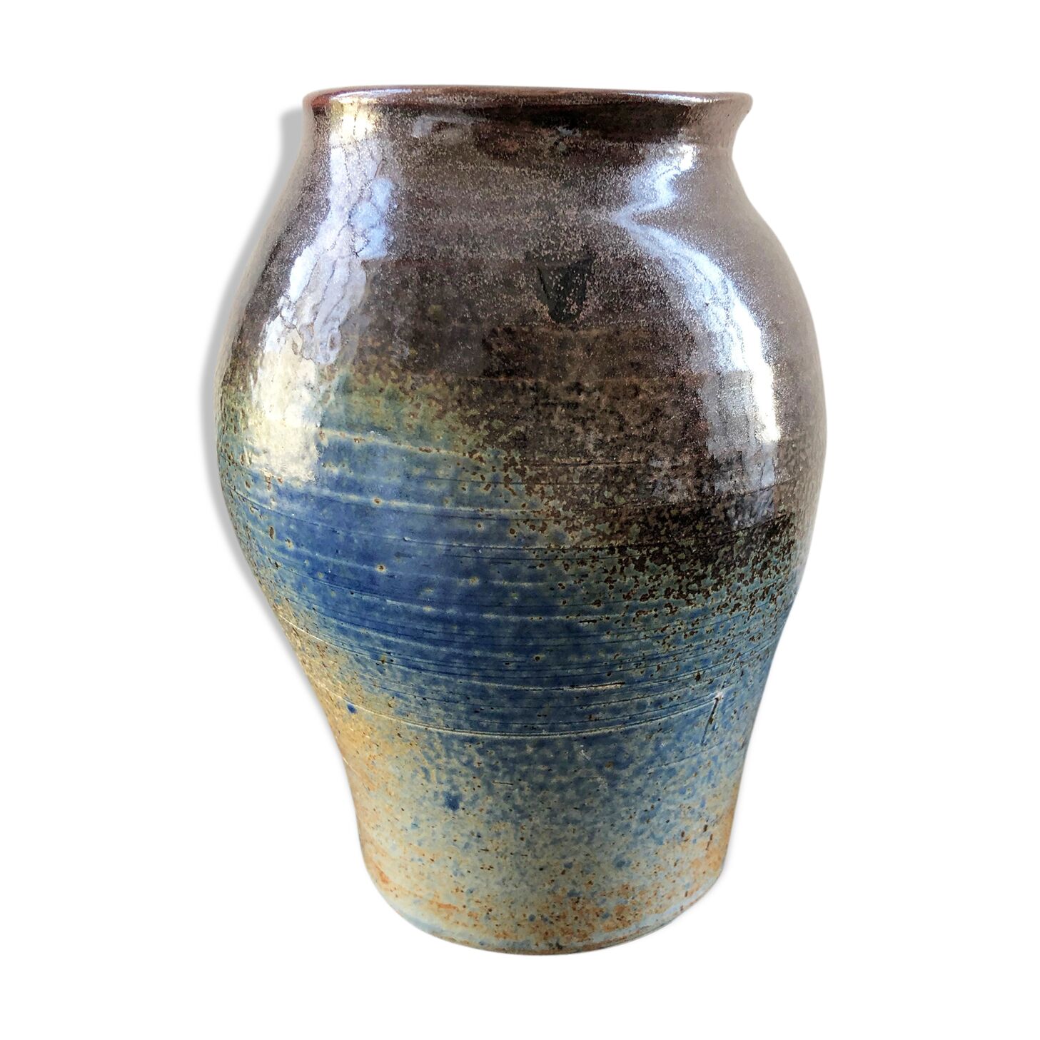 Blue-brown ceramic vase