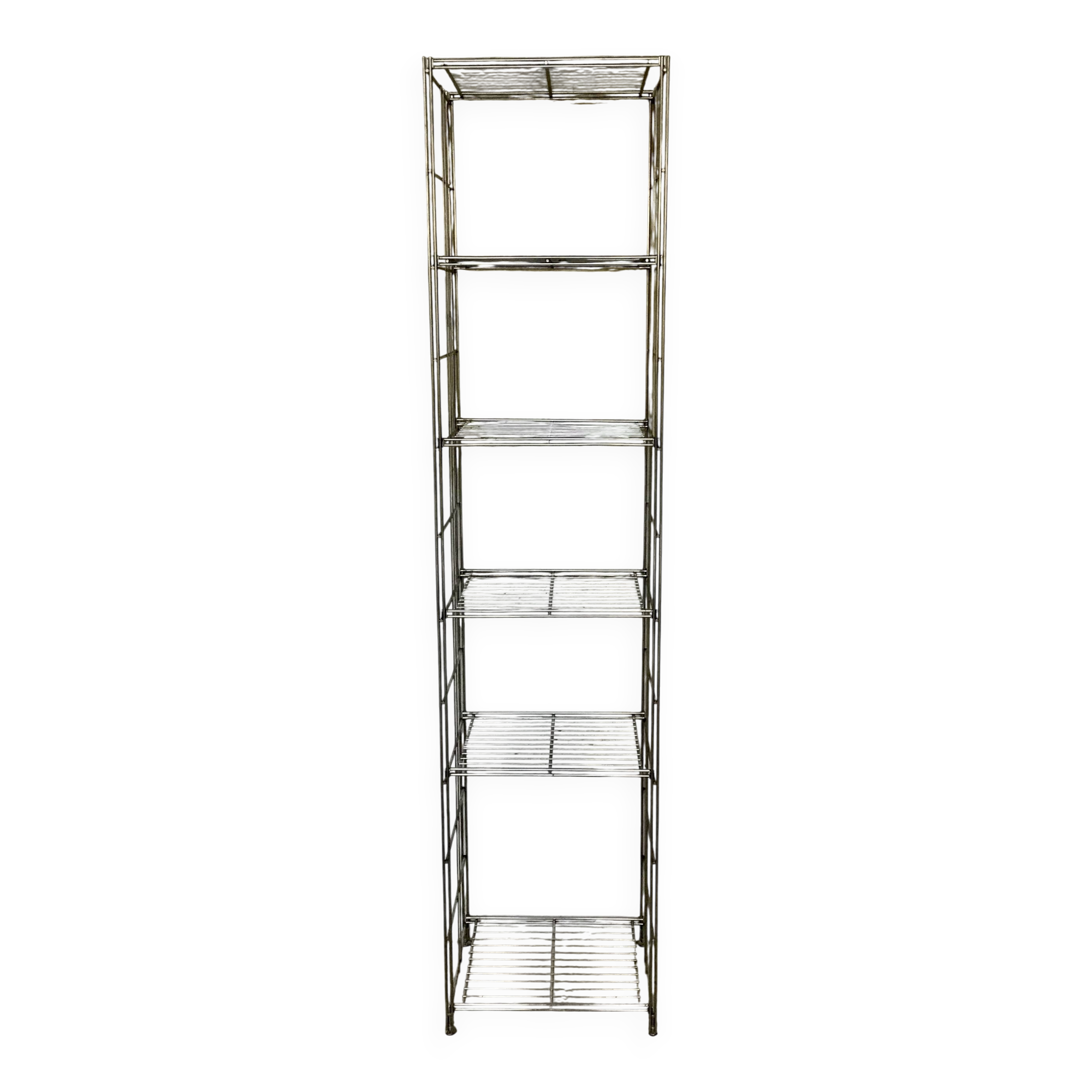 Large string shelf on legs - stainless steel - 1980s design