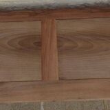 Console in solid walnut with a natural finish, featuring three drawers with a belt.