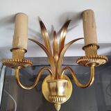 Vintage gold brass wall light - pineapple motif - 2 arms