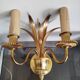 Vintage gold brass wall light - pineapple motif - 2 arms