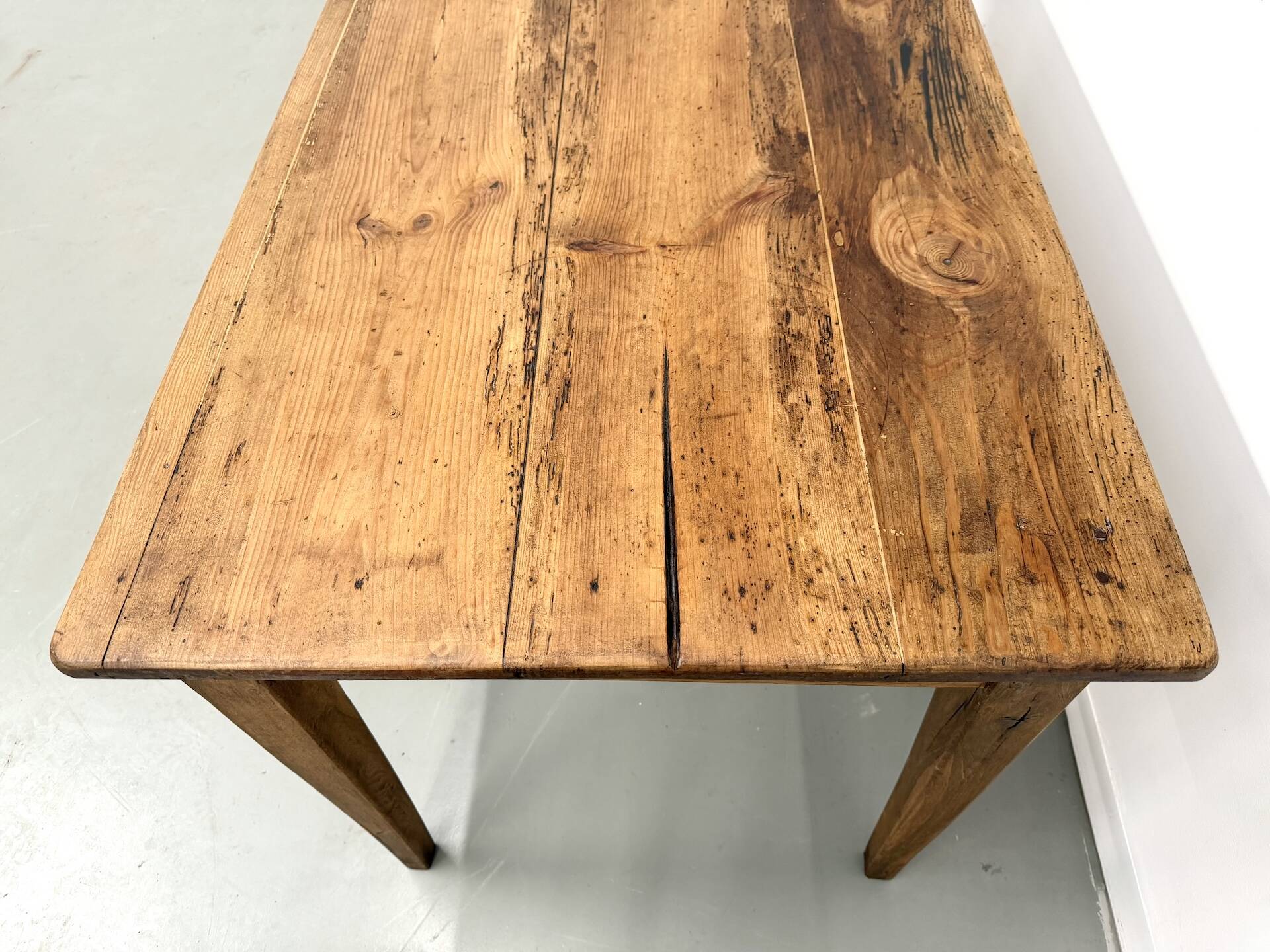 Restored pine farmhouse table